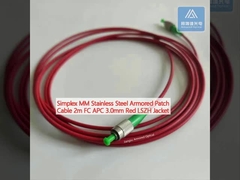 Simplex MM Stainless Steel Armored Patch Cable 2m FC APC 3.0mm Merah LSZH Jacket