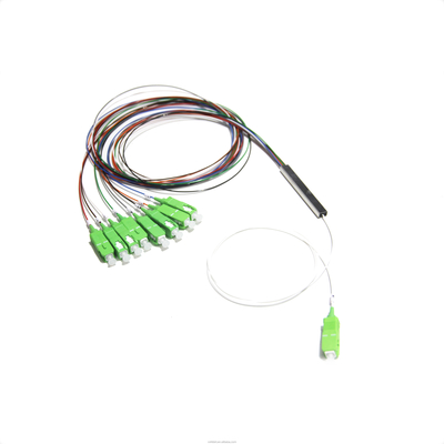 1 × 8 PLC Splitter Fiber Optic SM MM Dengan Tabung Baja Dan Jaket LSZH