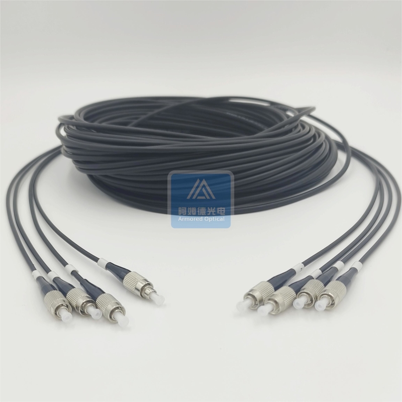 4F Armored Patch Cable cord 30m FC 5mm Black LSZH FTTH  Flame Resistant