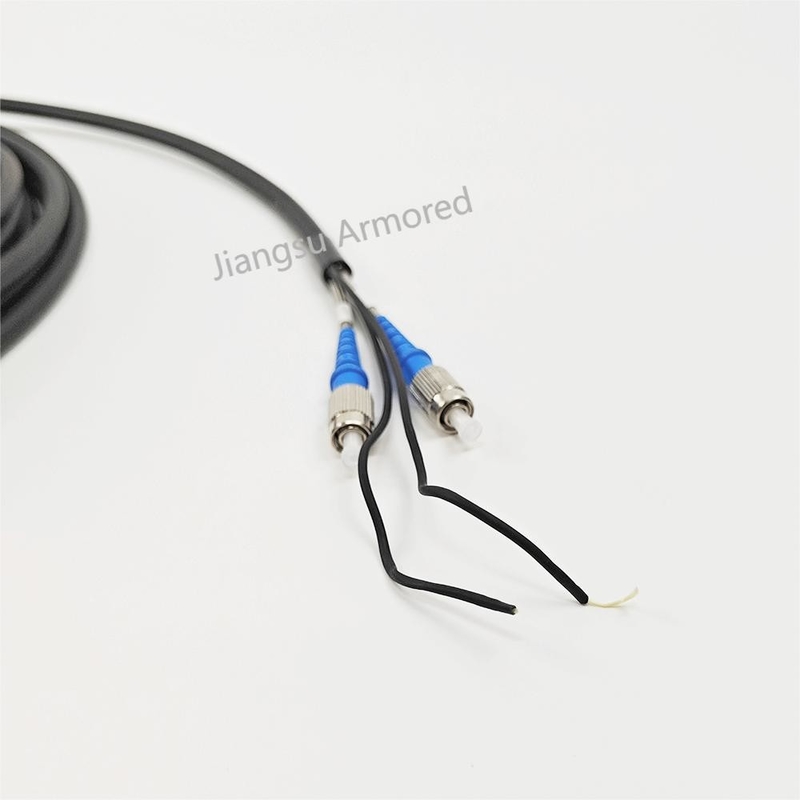 Duplex 7.0mm SM Armored CPRI Patch Cord With Pulling Eye FTTA Patch Cord Black LSZH