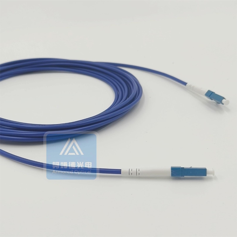 15m Armored Patch Cable LC UPC 3.0mm Blue PVC  FTTH Rodent Resistant 1 Core