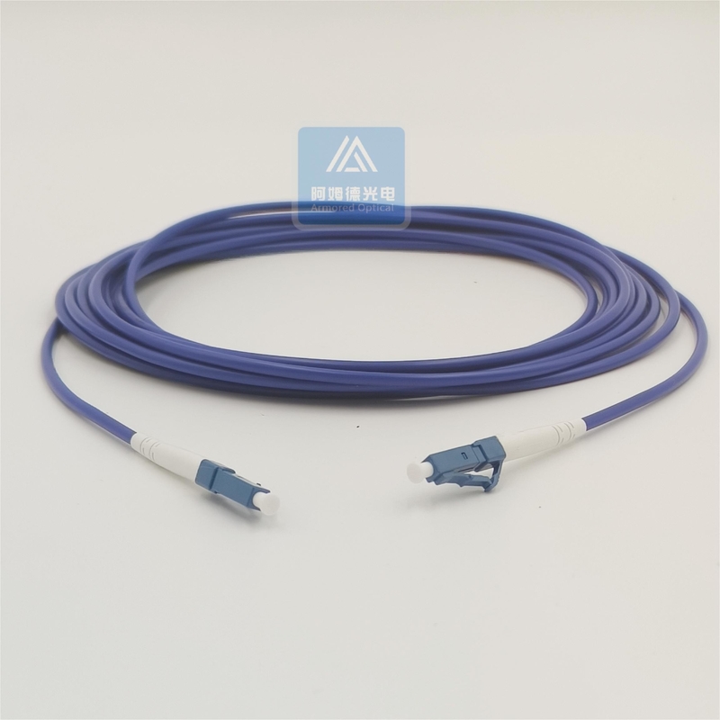 15m Armored Patch Cable LC UPC 3.0mm Blue PVC  FTTH Rodent Resistant 1 Core