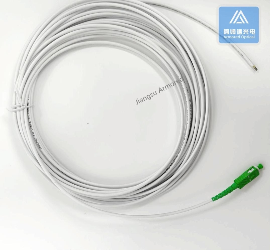Simplex SM Stainless Steel Armored Pigtail 20m SC APC 3.0mm White LSZH Jacket Dca Patch Jumper For Fiber Connections