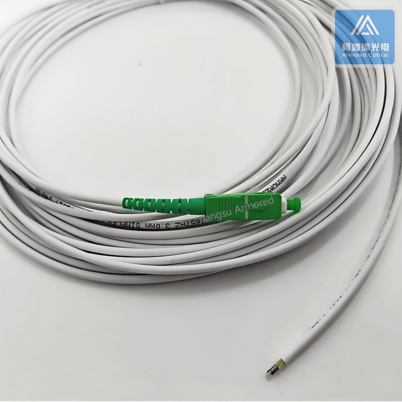 Simplex SM Stainless Steel Armored Pigtail 20m SC APC 3.0mm White LSZH Jacket Dca Patch Jumper For Fiber Connections