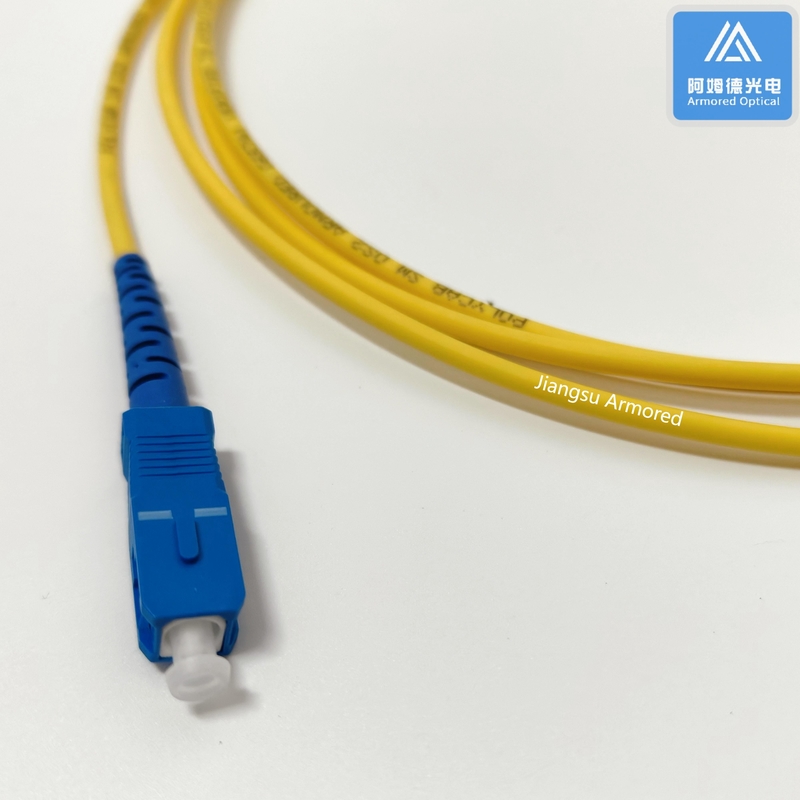 2m SC UPC 3.0mm Yellow LSZH Jacket Stainless Steel Armored Patch Cord For Durable And Secure Network Connections